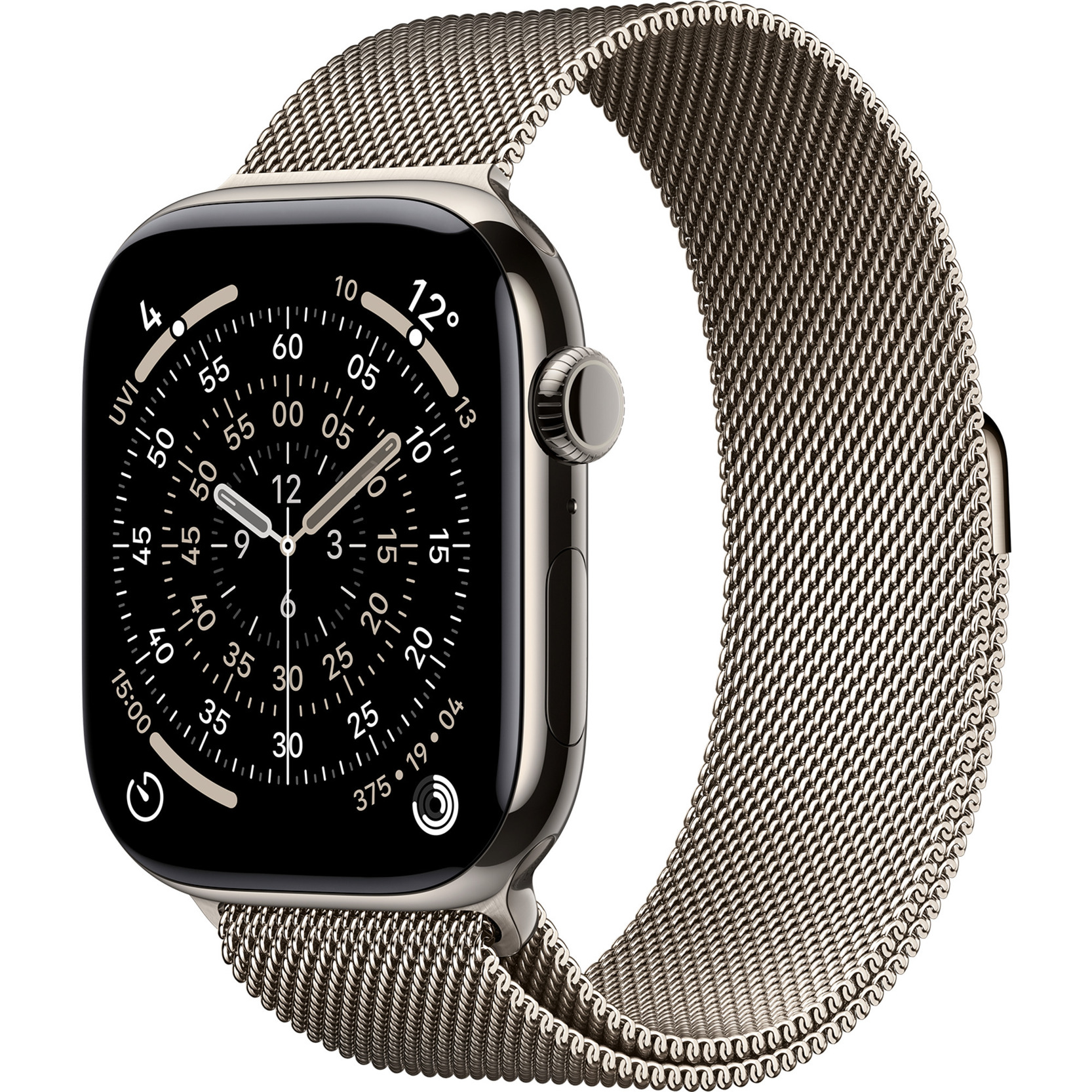 Apple Watch Series 11, Smartwatch Titan Natur, Titangehäuse, 46 mm, Milanaise Armband natur M/L, Cellular