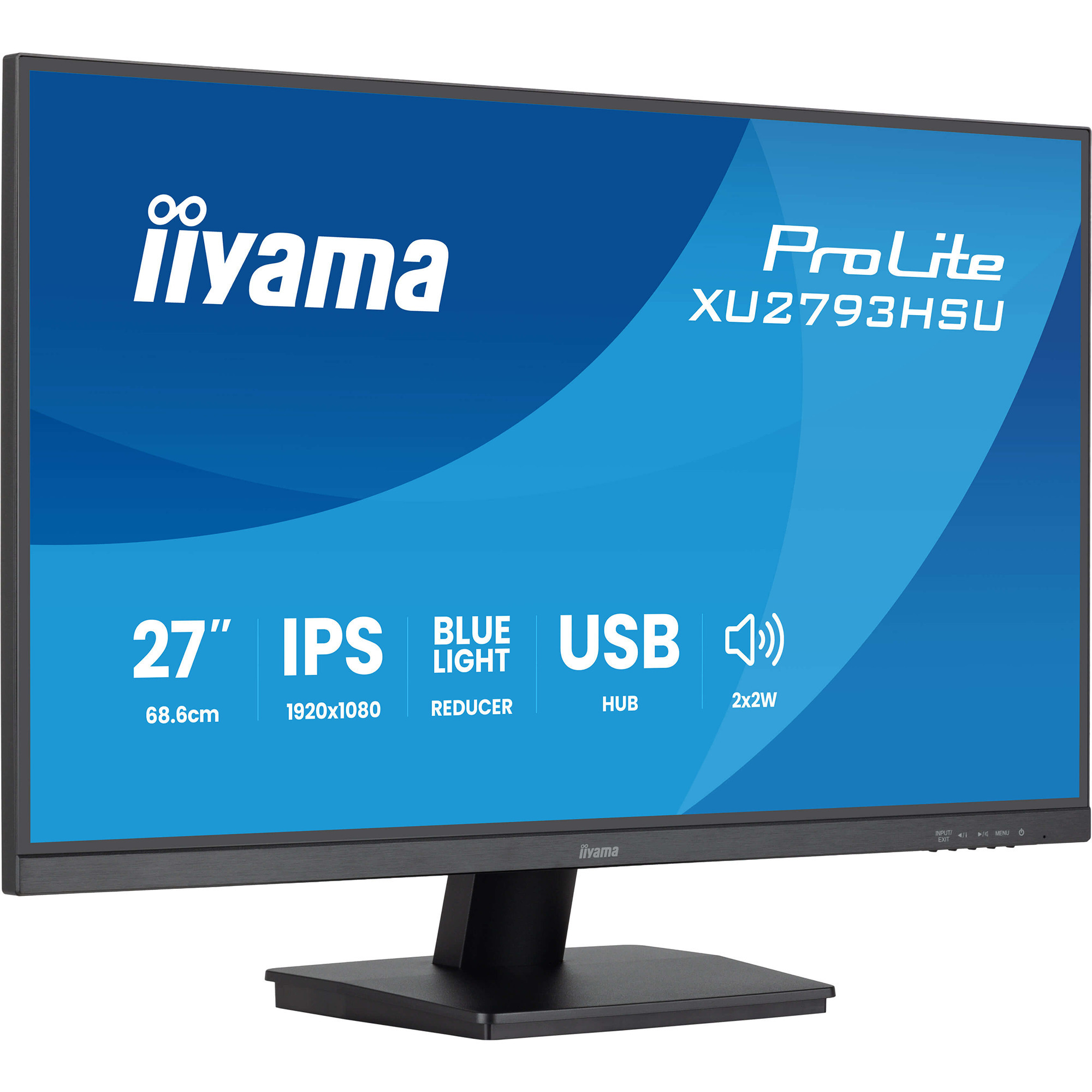 iiyama ProLite XU2793HSU-B7, LED-Monitor 68.6 cm (27 Zoll), schwarz (matt), FullHD, IPS, USB-Hub, HDMI, DP, 100Hz Panel