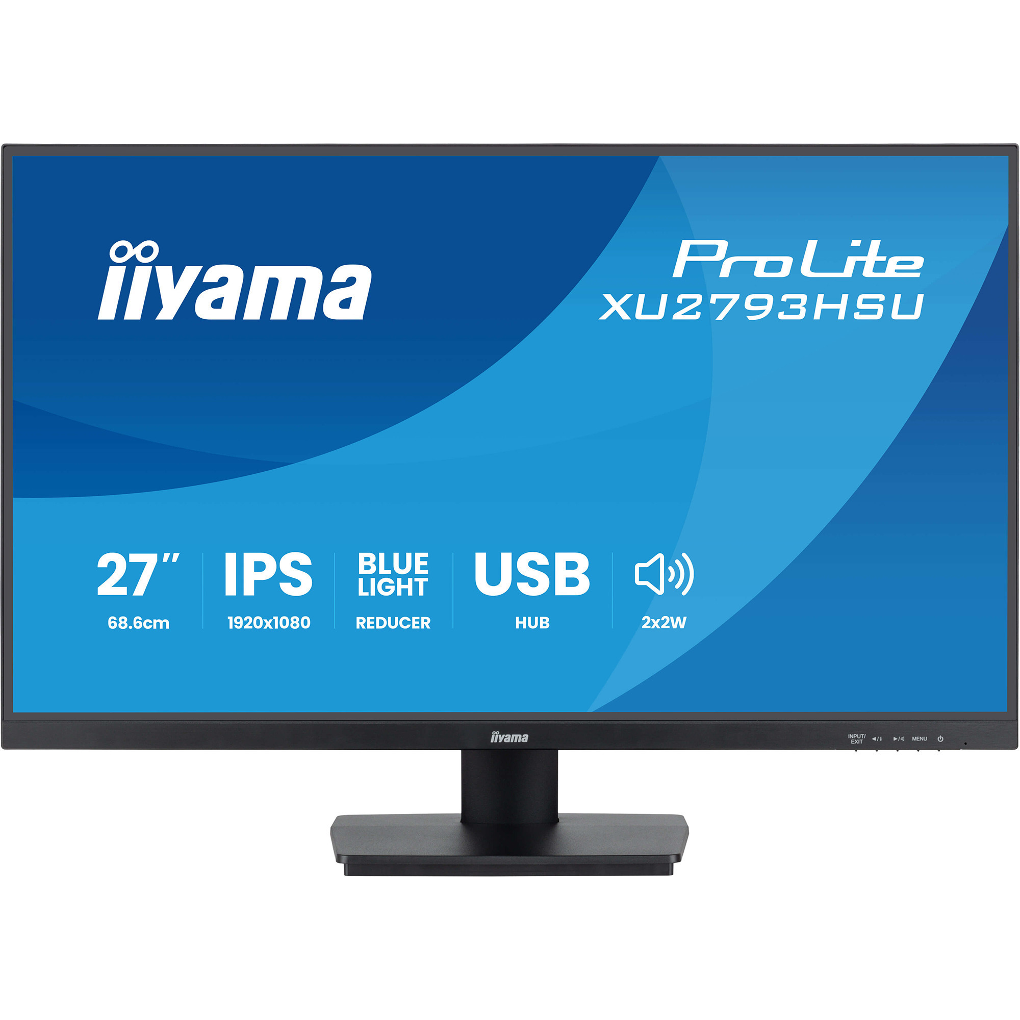 iiyama ProLite XU2793HSU-B7, LED-Monitor 68.6 cm (27 Zoll), schwarz (matt), FullHD, IPS, USB-Hub, HDMI, DP, 100Hz Panel