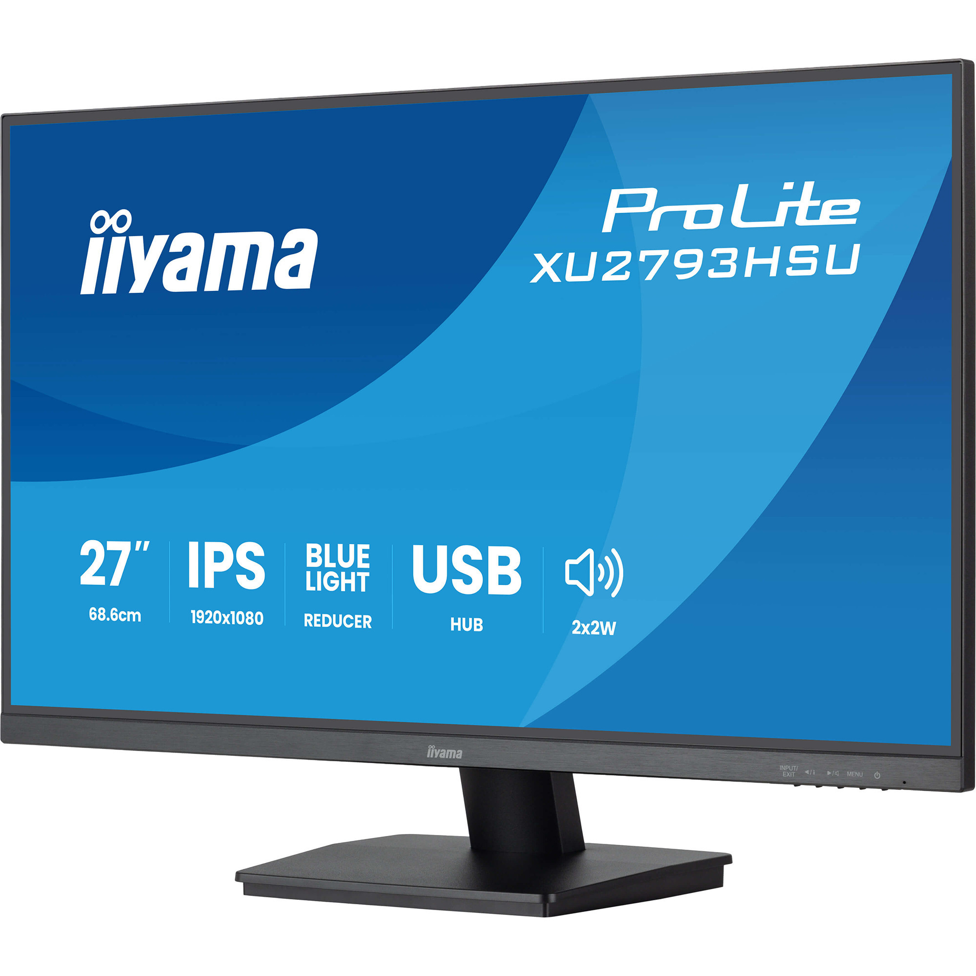 iiyama ProLite XU2793HSU-B7, LED-Monitor 68.6 cm (27 Zoll), schwarz (matt), FullHD, IPS, USB-Hub, HDMI, DP, 100Hz Panel
