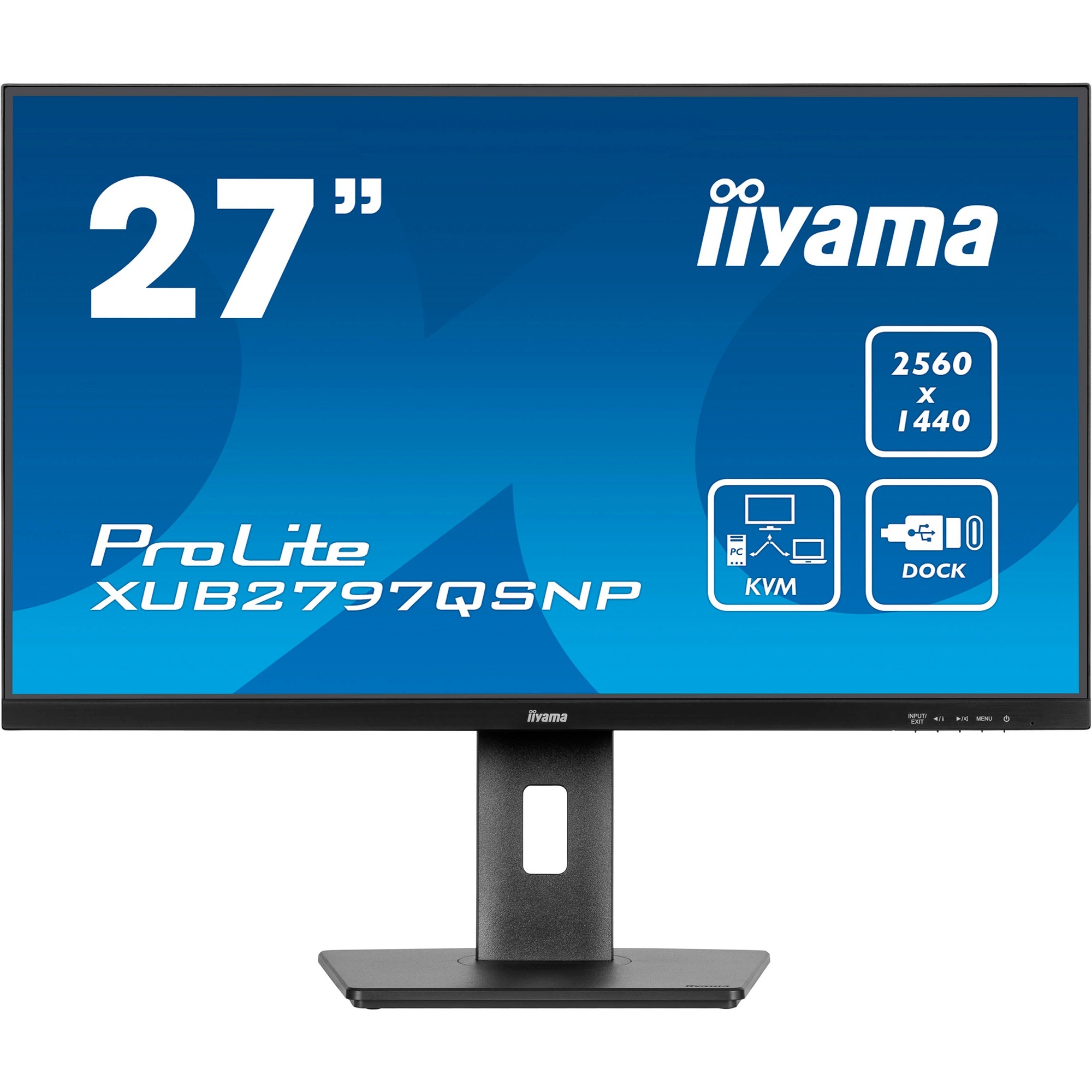 iiyama ProLite XUB2797QSNP-B1, LED-Monitor 68.5 cm (27 Zoll), schwarz (matt), WQHD, IPS, USB-C-Dock, KVM-Switch, RJ45, 100Hz Panel