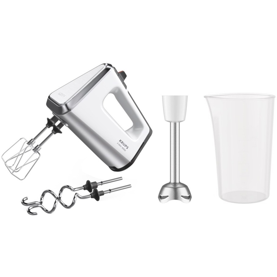 Krups Handmixer 3Mix 9000 GN9121 weiß/silber, 750 Watt, mit Mixfuß und Becher