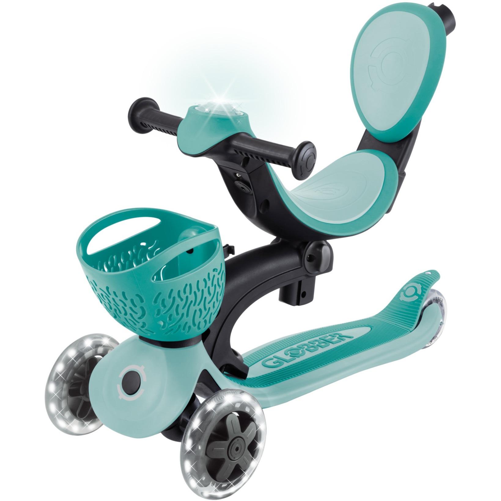 GLOBBER Go-Up Baby Lights 360, Scooter mint/dunkelgrün