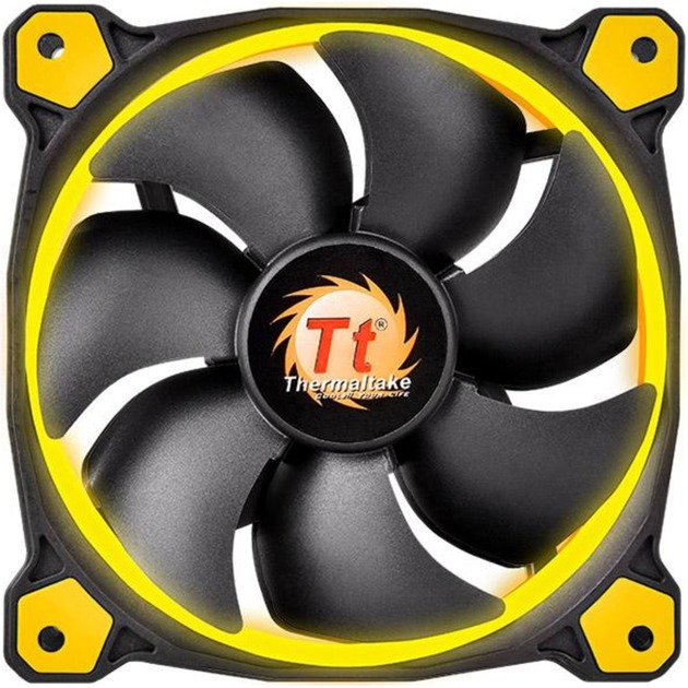 Thermaltake Riing 14 LED Yellow 140x140x25, Gehäuselüfter schwarz/gelb, 140 mm