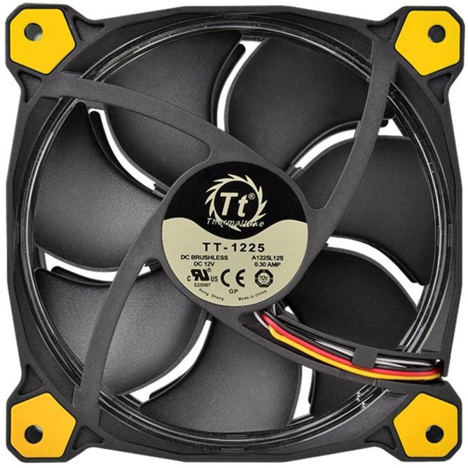Thermaltake Riing 14 LED Yellow 140x140x25, Gehäuselüfter schwarz/gelb, 140 mm