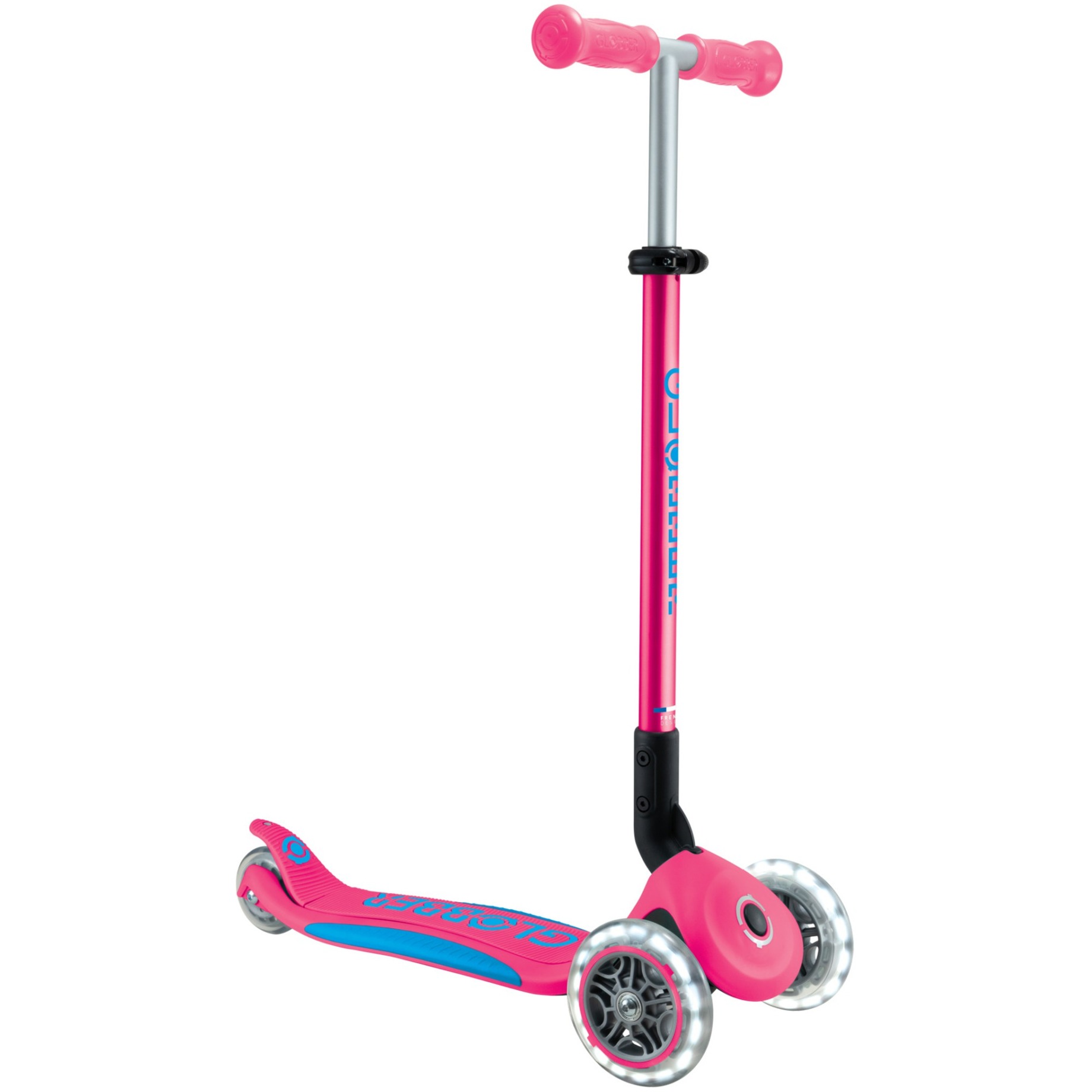 GLOBBER Primo Foldable Plus Lights, Scooter pink/hellblau