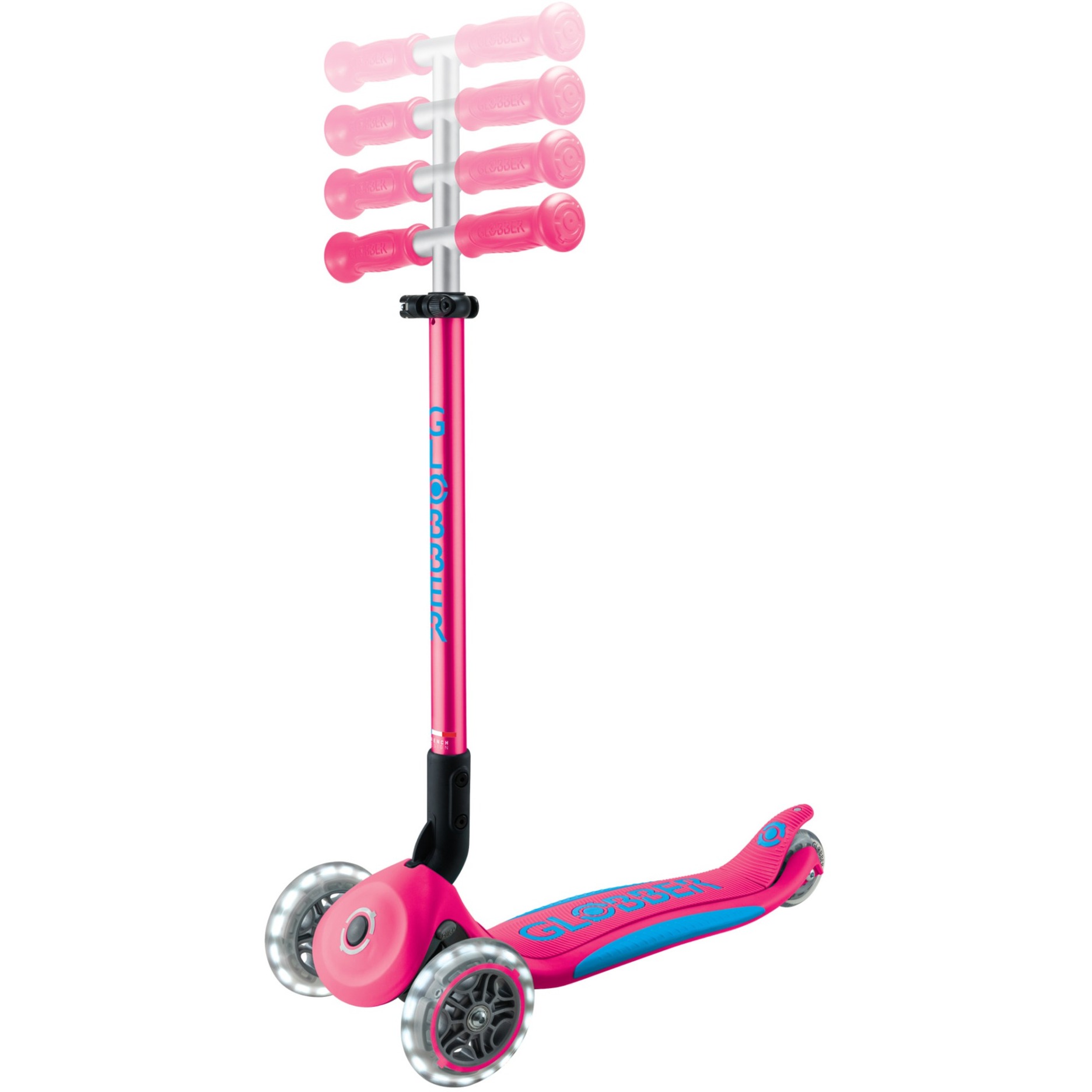 GLOBBER Primo Foldable Plus Lights, Scooter pink/hellblau