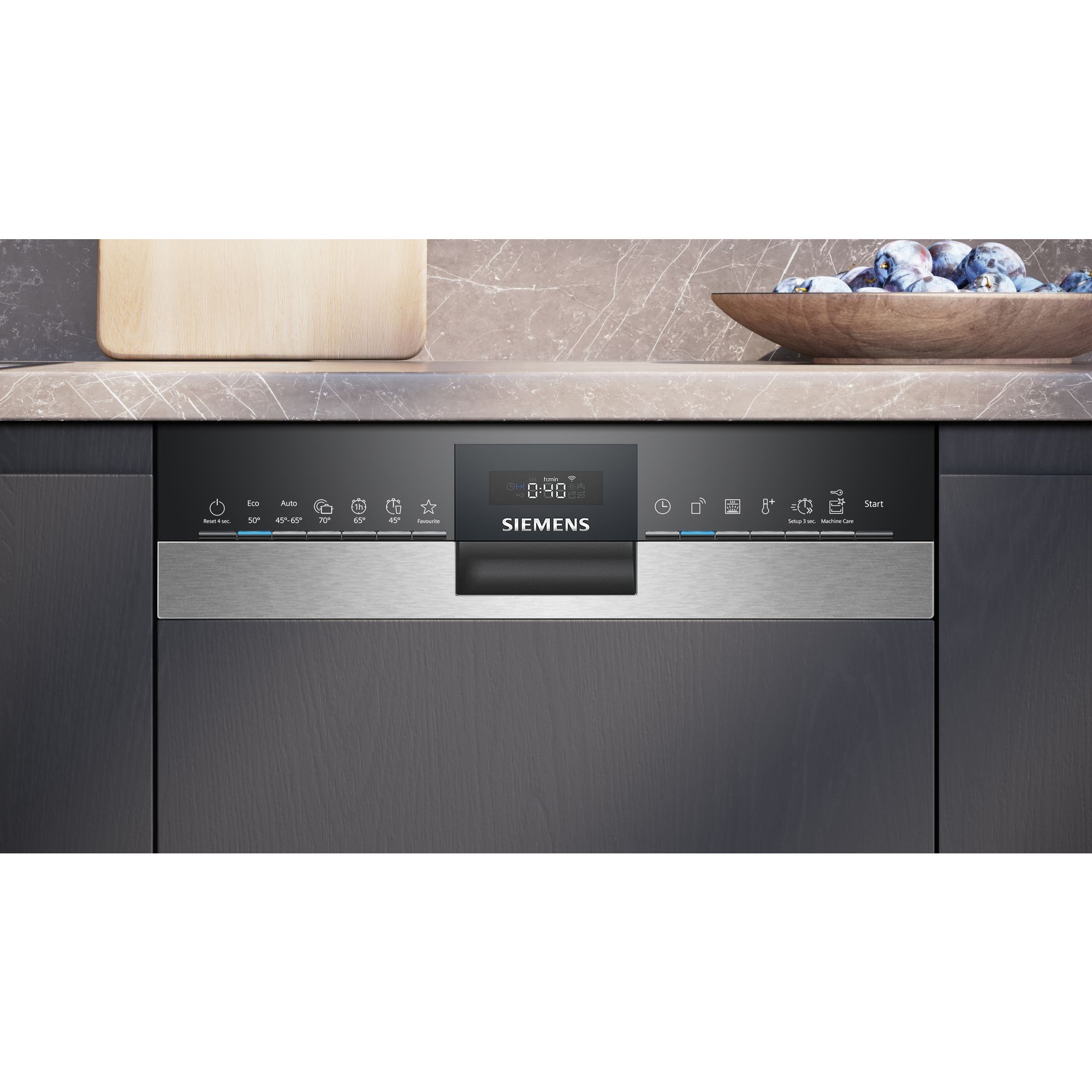 Siemens SR53HS74KE IQ300, Spülmaschine edelstahl (gebürstet)/schwarz, 45 cm, Home Connect
