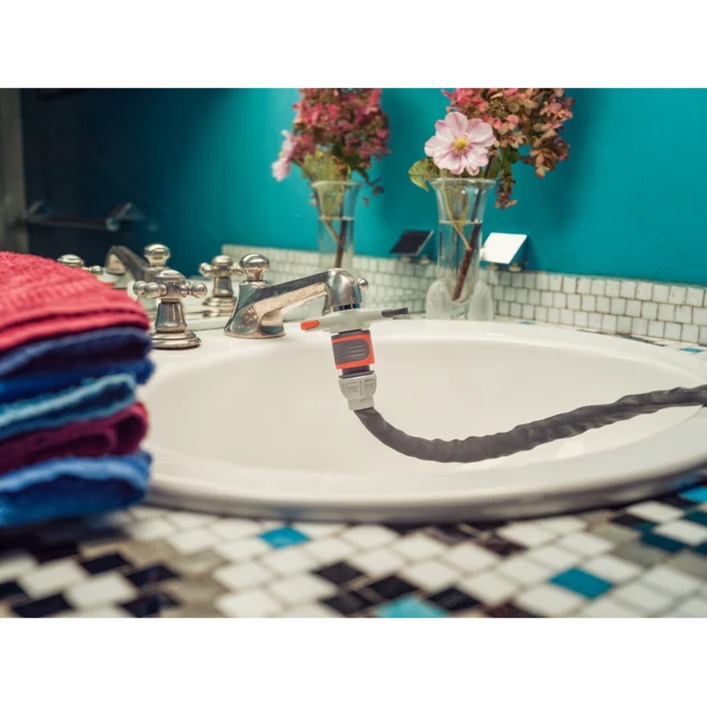 GARDENA Indoor Grundausstattung, Hahnverbinder für Indoor-Wasserhähne, Hahnstück hellgrau/orange, 13mm (1/2") - 19mm (3/4")