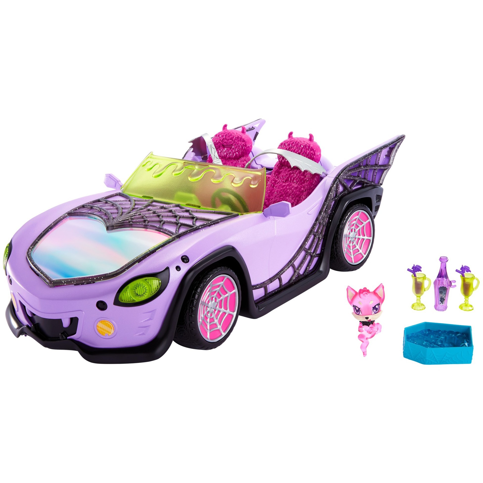 Mattel Monster High Ghoul Mobile mit Haustier und Eiskühlerzubehör, Spielfahrzeug