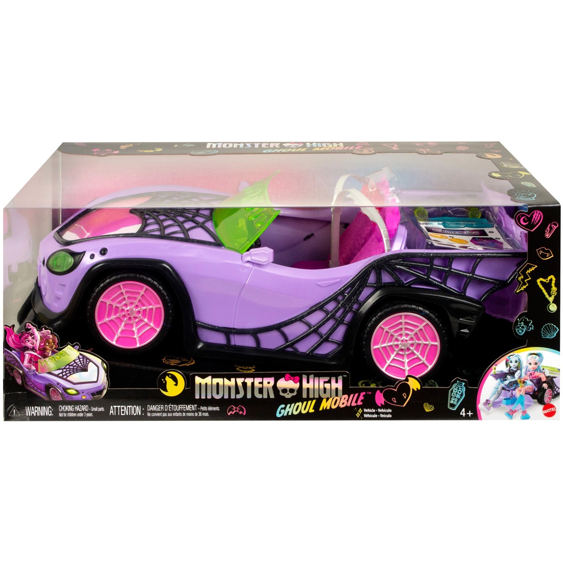 Mattel Monster High Ghoul Mobile mit Haustier und Eiskühlerzubehör, Spielfahrzeug