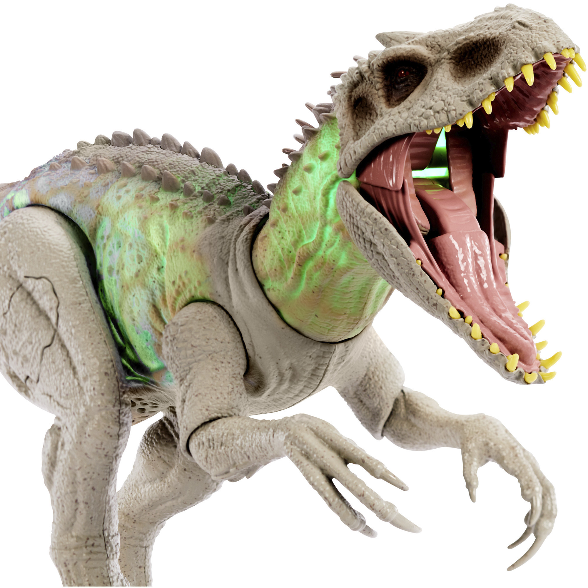 Mattel Jurassic World Tarnen und Kämpfen Indominus Rex, Spielfigur mit Lichtern, Sound und Bewegungsmechanismus