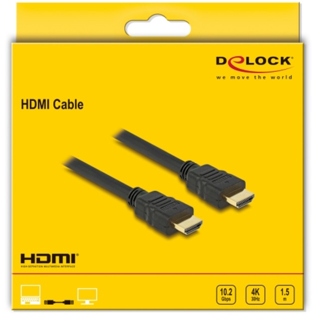 DeLOCK Kabel High Speed HDMI mit Ethernet Stecker > Stecker 4K schwarz, 1,5 Meter