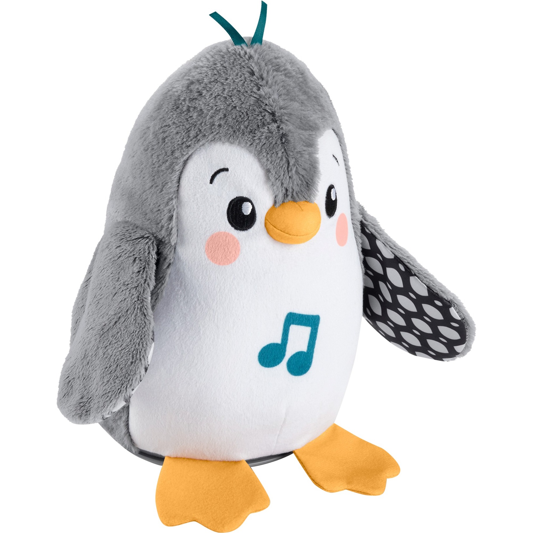 Fisher-Price Flatter & Wackel Pinguin, Kuscheltier schwarz/weiß, zum Spielen in der Bauchlage, mit Musik