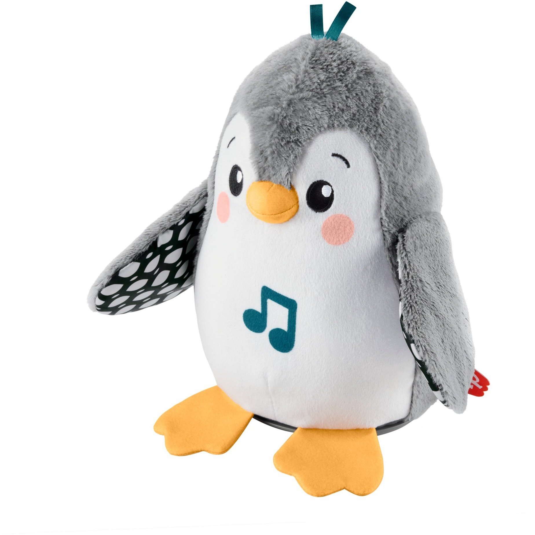 Fisher-Price Flatter & Wackel Pinguin, Kuscheltier schwarz/weiß, zum Spielen in der Bauchlage, mit Musik