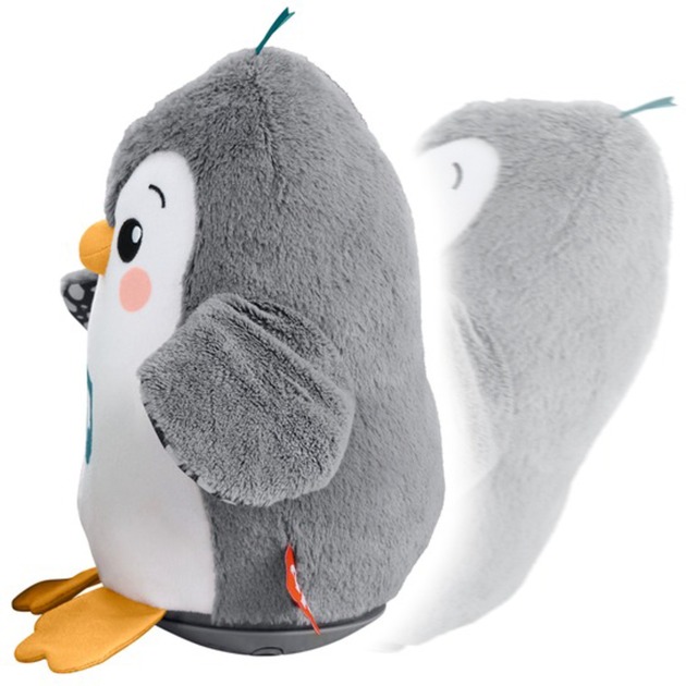 Fisher-Price Flatter & Wackel Pinguin, Kuscheltier schwarz/weiß, zum Spielen in der Bauchlage, mit Musik