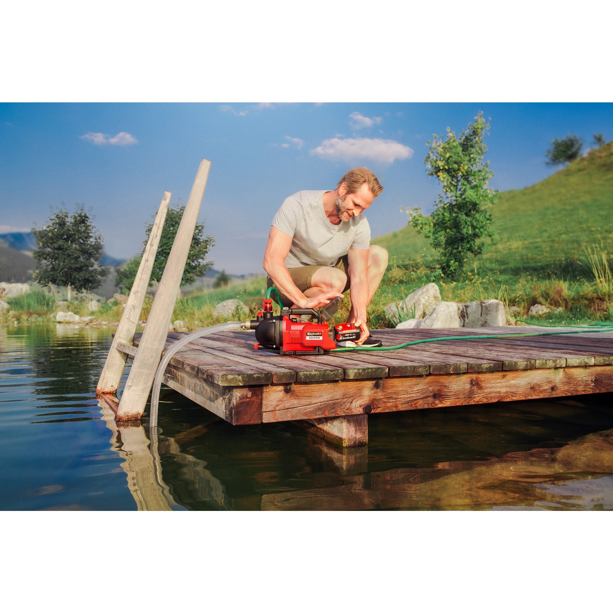 EINHELL Akku-Gartenpumpe AQUINNA 36/30, 36Volt (2x18V) rot/schwarz, ohne Akku und Ladegerät