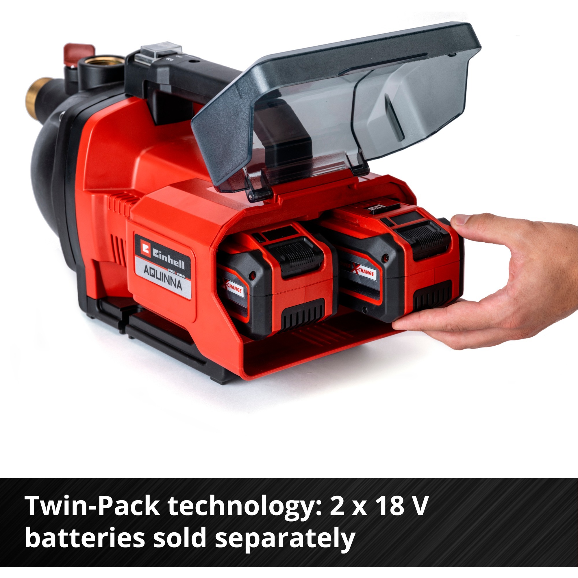 EINHELL Akku-Gartenpumpe AQUINNA 36/30, 36Volt (2x18V) rot/schwarz, ohne Akku und Ladegerät