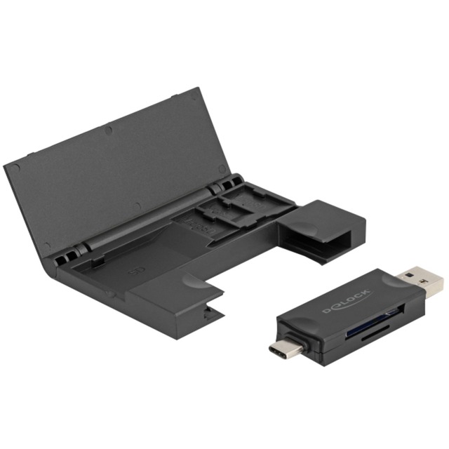 DeLOCK Card Reader USB 5 Gbps USB Type-C / Typ-A für SD, MMC, microSD, Kartenleser schwarz