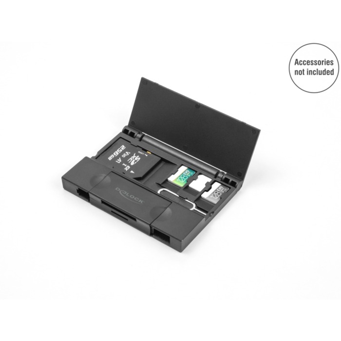 DeLOCK Card Reader USB 5 Gbps USB Type-C / Typ-A für SD, MMC, microSD, Kartenleser schwarz
