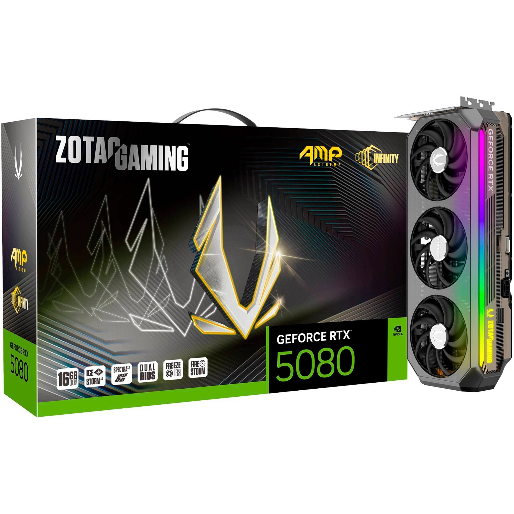 ZOTAC GeForce RTX 5080 AMP Extreme INFINITY, Grafikkarte DLSS 4, 3x DisplayPort, 1x HDMI 2.1
