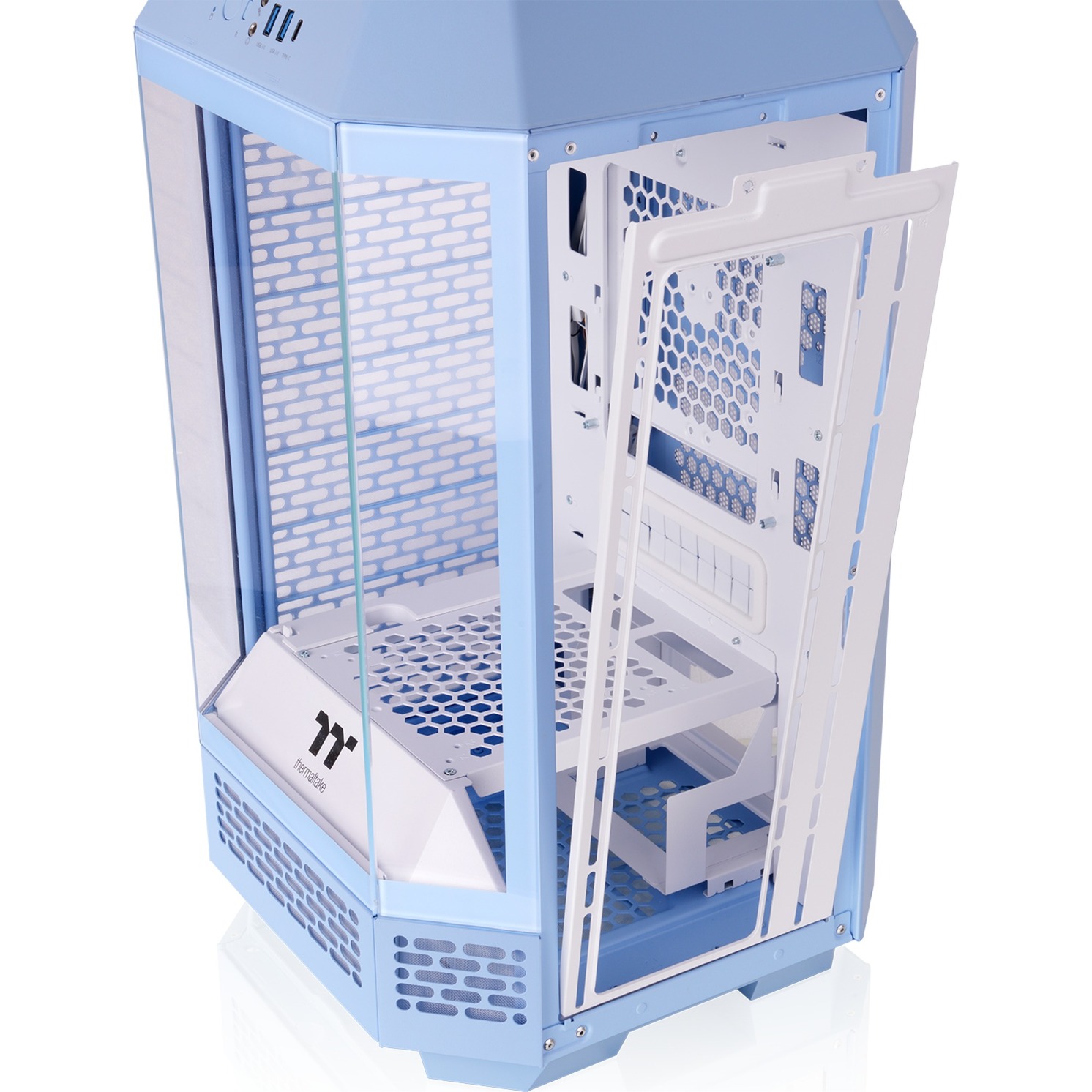 Thermaltake The Tower 250 , Tower-Gehäuse hellblau, Tempered Glass