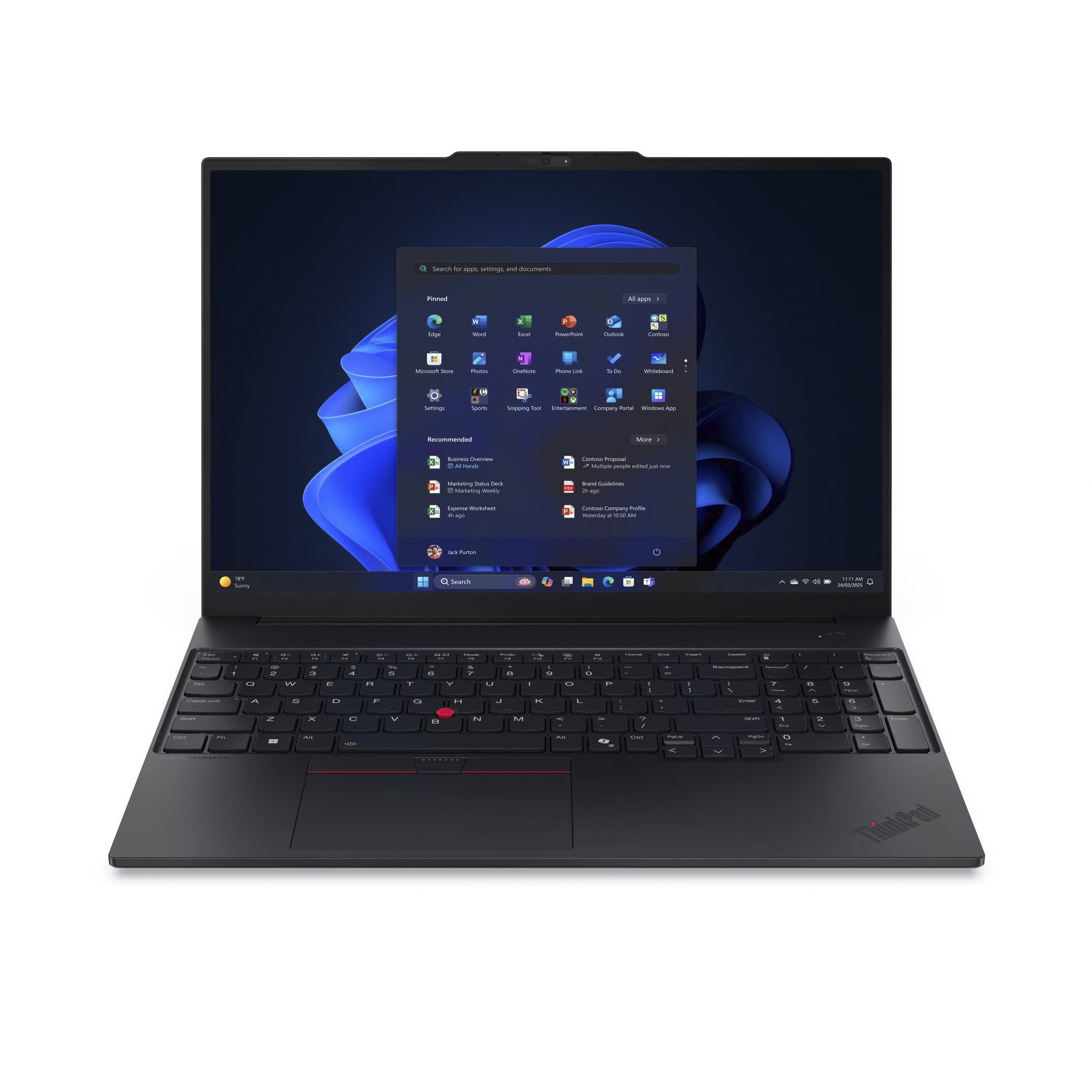 Lenovo ThinkPad E16 G3 (21SR0041GE), Notebook schwarz, Intel® Core™ Ultra 7 255H, Intel® Arc™ 140T, 32 GB DDR5, 1 TB (1 TB SSD), Windows 11 Pro