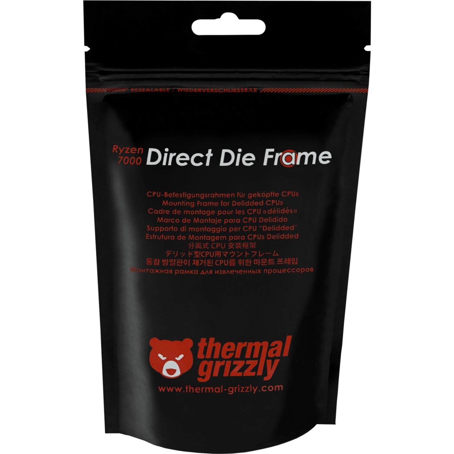 Thermal Grizzly AMD Ryzen 7000 V2 Direct Die Frame, Befestigung/Montage schwarz, für AMD AM5