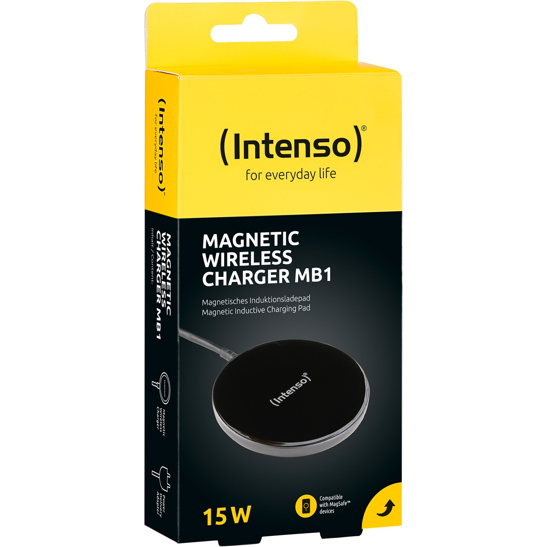 Intenso Magnetic Wireless Charger MB1, Ladestation schwarz, für iPhones mit MagSafe